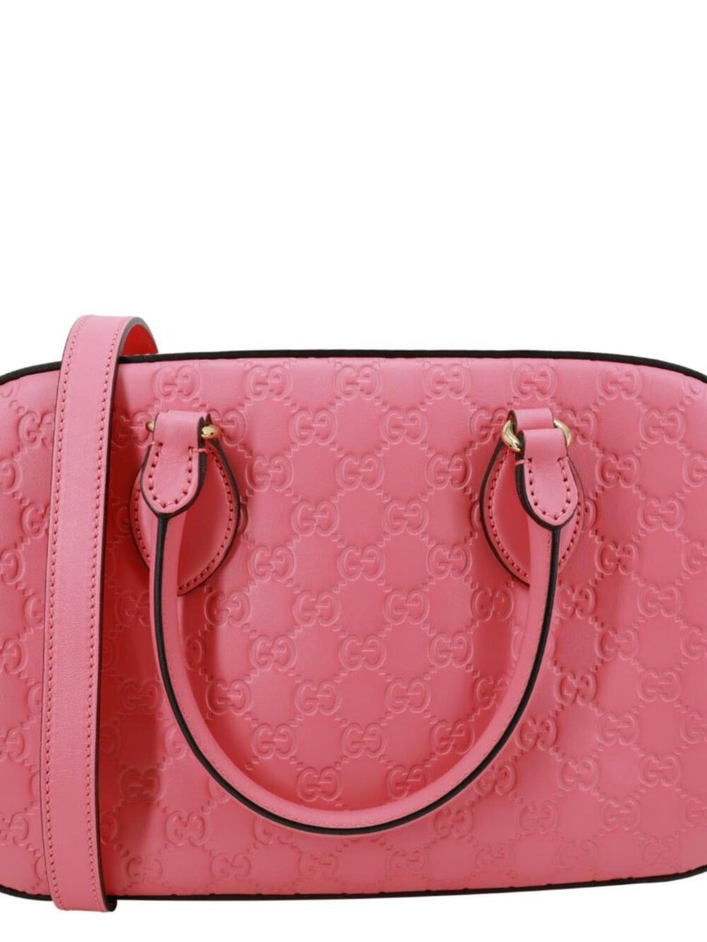 Gucci  GG Signature Leather Boston Bag Pink 428225